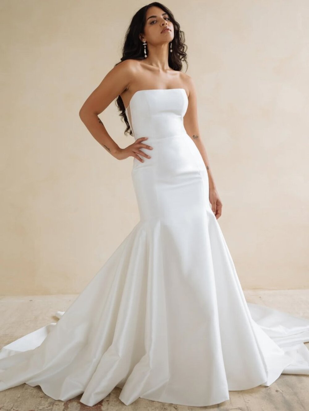 Jenny Yoo Lucia Mermaid Wedding Dress Size 12 Fits 8 Ivory Taffeta Free Ship